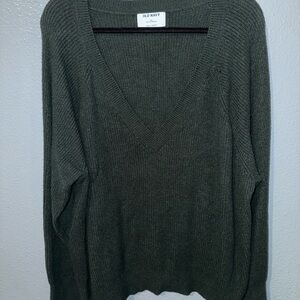 Old Navy Dark Olive V-Neck Sweater